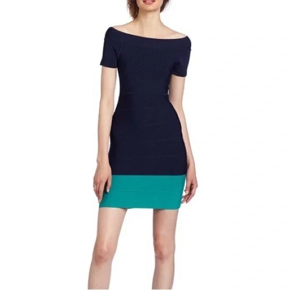 BCBG MaxAzria Kisha Dress in Navy Teal. Bodycon Dress, Size Small - Picture 1 of 7